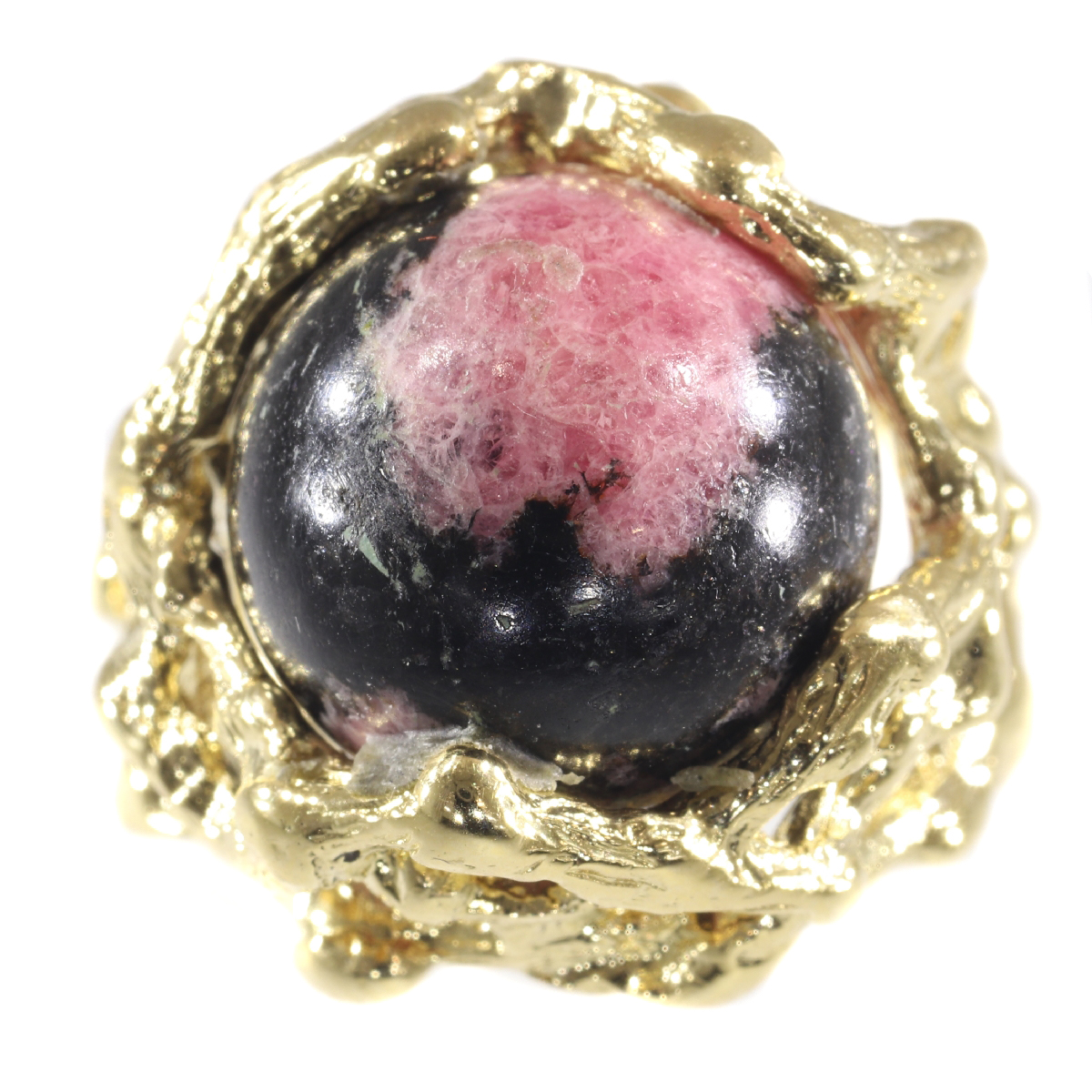 Vintage Sixties gold Art ring with interchangeable precious stones spheres